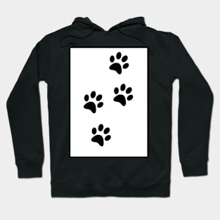 Black Paw-prints on a white surface Hoodie